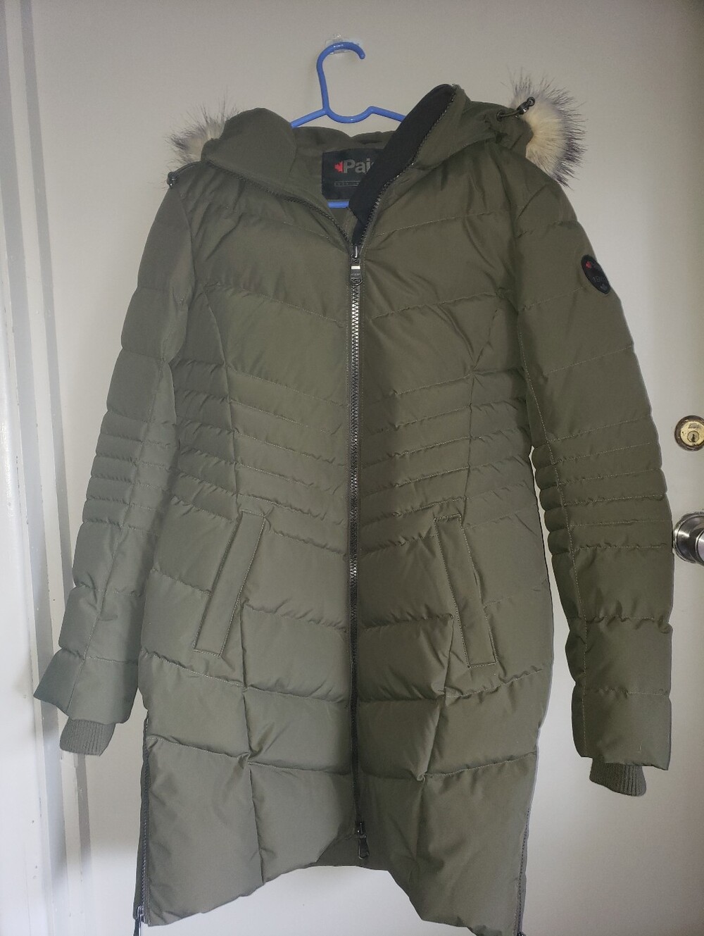 PAJAR Womens Puffer Parka GREEN Duck Down 550 Fill Winter Coat Water Repellant L
